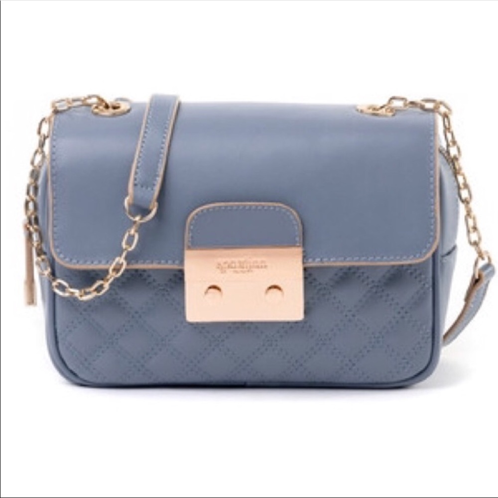 NEW. Spartina 449 Blue Leather Quilted Crossbody.